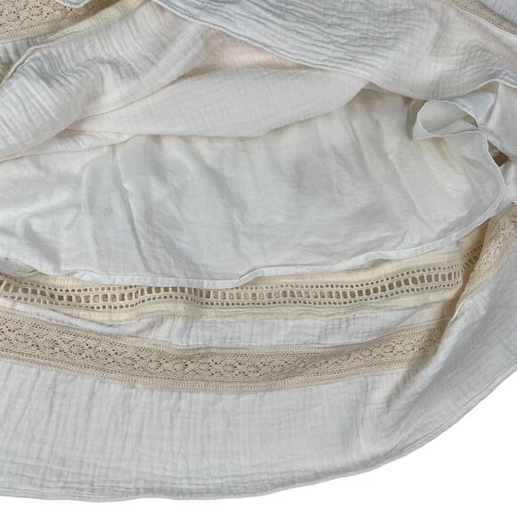 UpWest Plisse White Crochet Lace Detail Soft 100% Organic Cotton Maxi Dress M - Picture 11 of 16